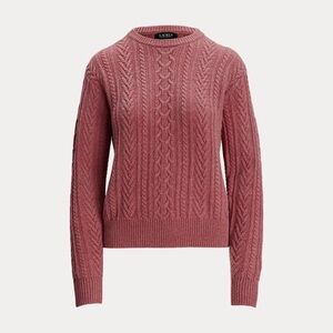 Ralph Lauren Dusty Rose Wool Cashmere Cable Knit Sweater